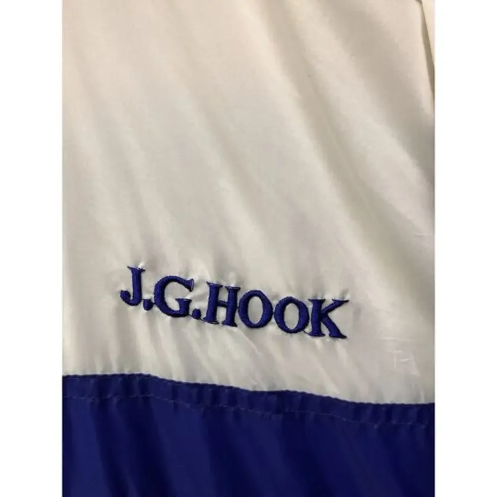 Vintage J.G. Hook Windbreaker Mens Medium Blue Black White Nylon Zip‎ 90's